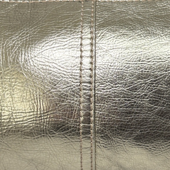 Coach Metallic Pouchette Small Shoulder Bag Wristlet Tan Leather Trim - Picture 8 of 16